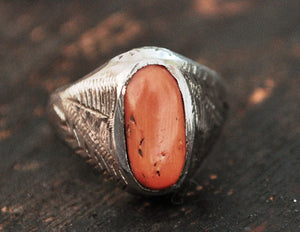 Antique Afghan Coral Ring - Size 6.5