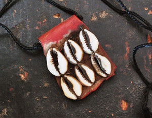 Tuareg Gris Gris Leather and Cowrie Shell Pendant