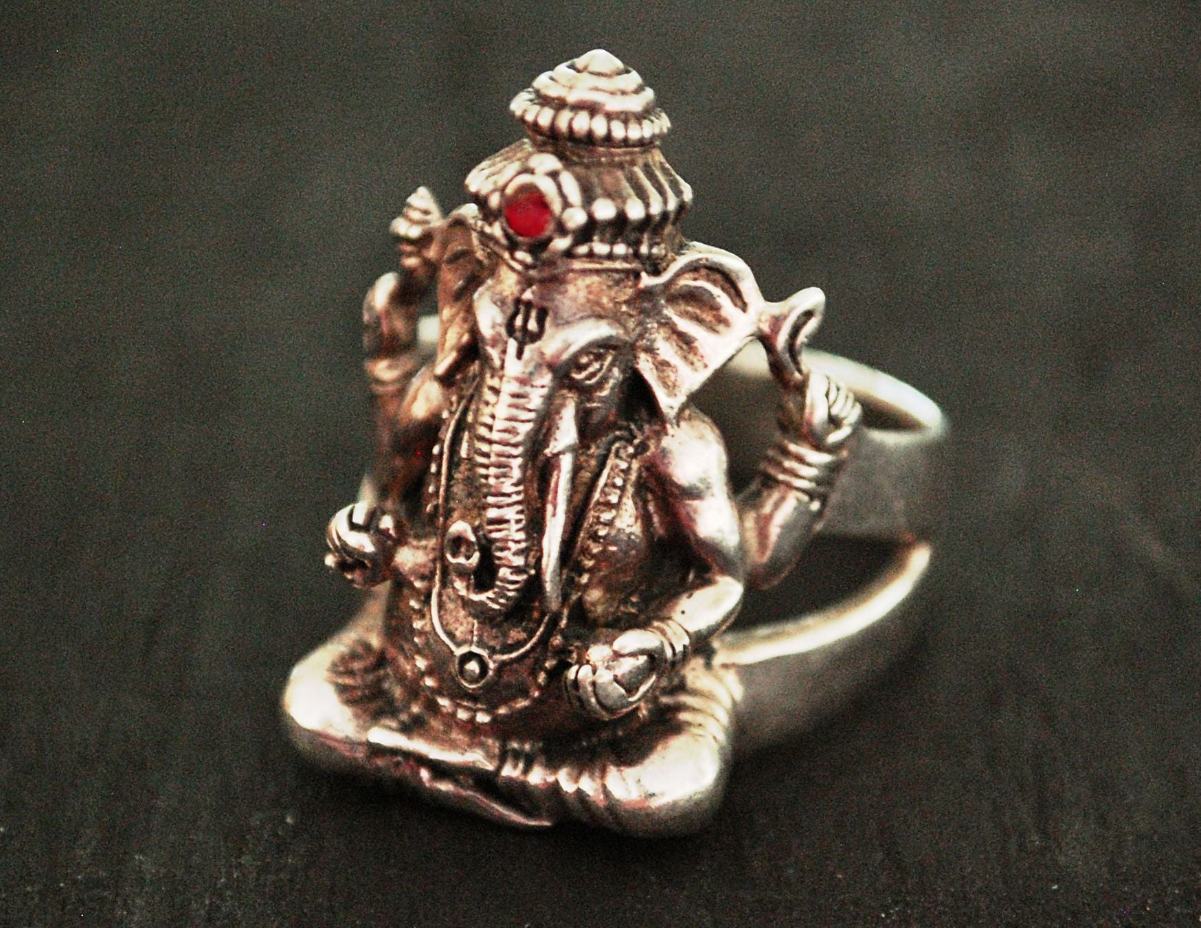 Large Ganesha Sterling Silver Ring - Size 11