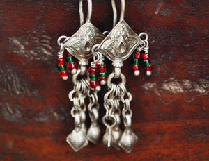 Afghani Tassel Earrings with Glass Stones