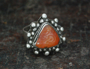 Antique Afghani Carnelian Ring - Size 8