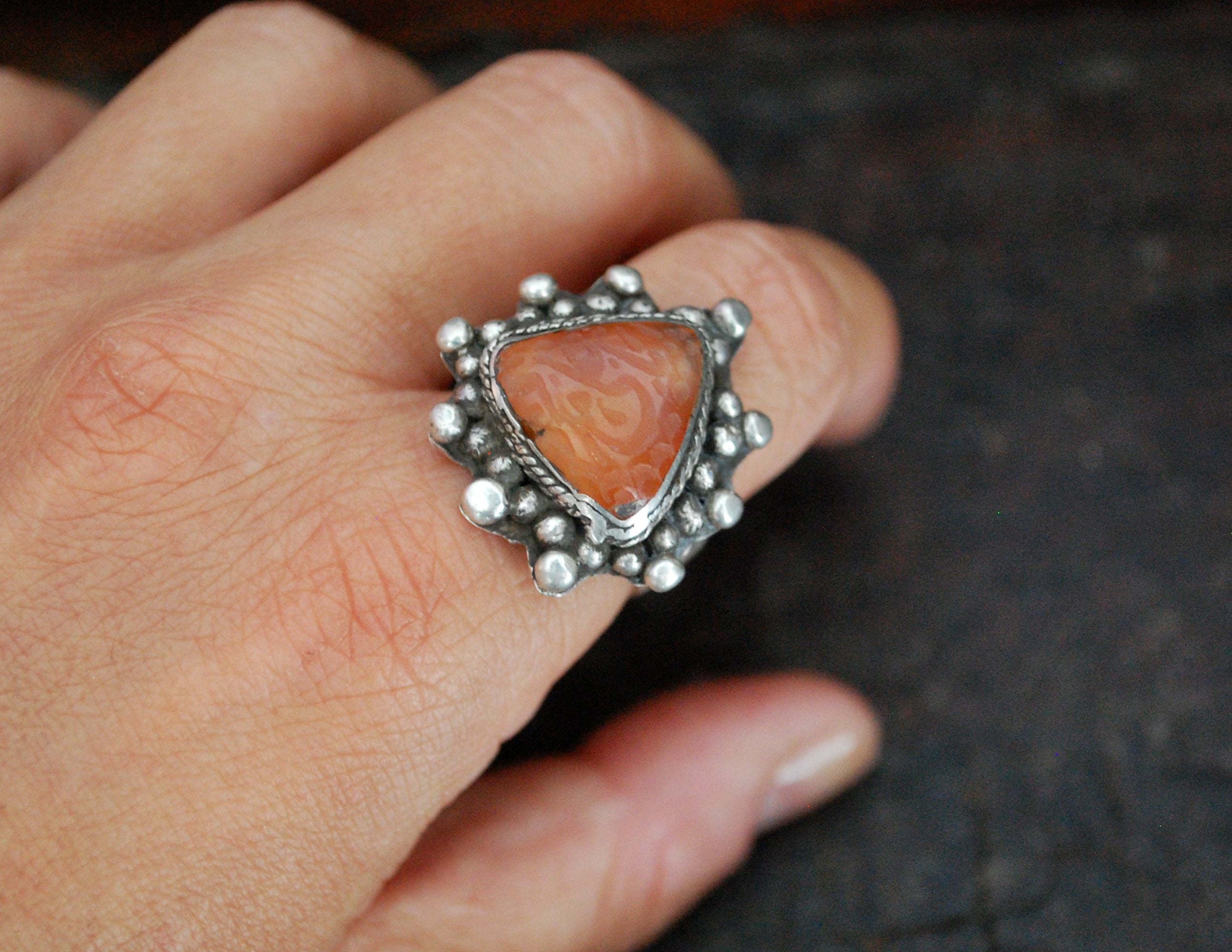 Antique Afghani Carnelian Ring - Size 8