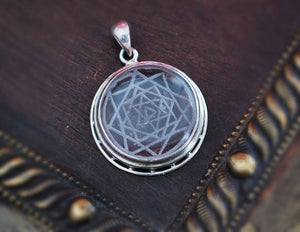 Sri Yantra Crystal Quartz Pendant