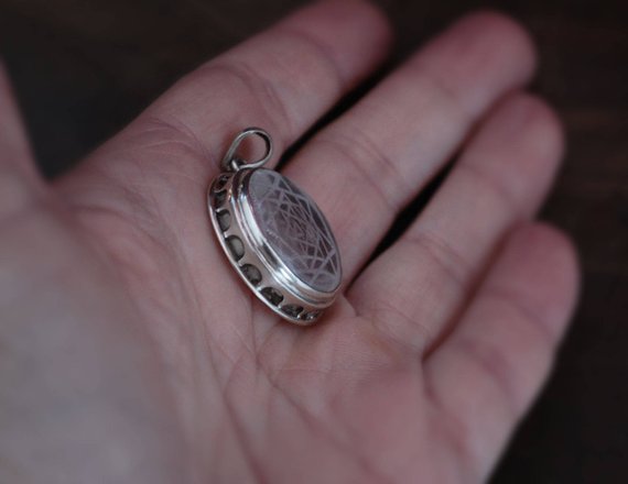 Sri Yantra Crystal Quartz Pendant