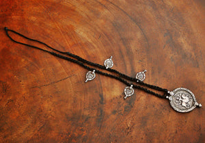 Antique Hindu Necklace on Braided Cord