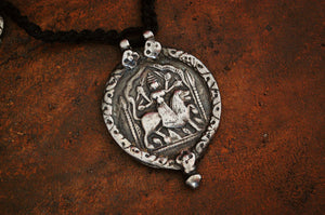 Antique Hindu Necklace on Braided Cord