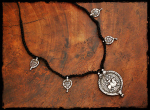 Antique Hindu Necklace on Braided Cord