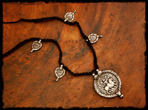 Antique Hindu Necklace on Braided Cord