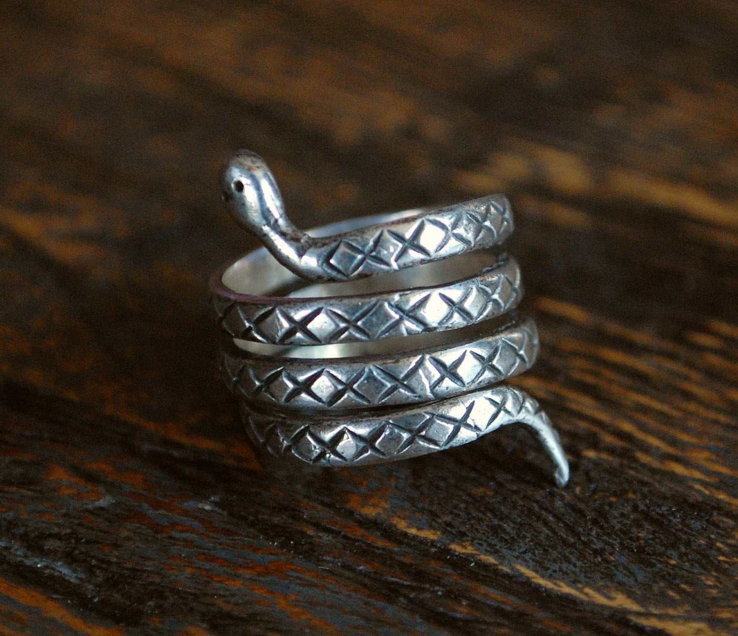 Snake Coil Ring from India - Size 7 - Gypsy Boho Snake Ring - Ethnic Tribal Indian Coil Snake Ring - Snake Ring