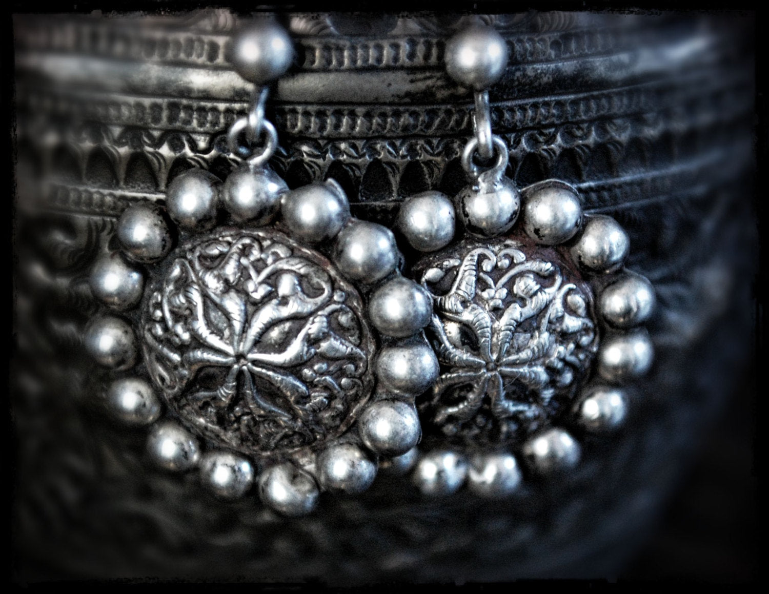 Vintage Egyptian Silver Dangle Earrings - Gypsy Silver Earrings - Ethnic Silver Dangle Earrings - Boho Dangle Earrings from Egypt