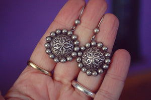 Vintage Egyptian Silver Dangle Earrings - Gypsy Silver Earrings - Ethnic Silver Dangle Earrings - Boho Dangle Earrings from Egypt