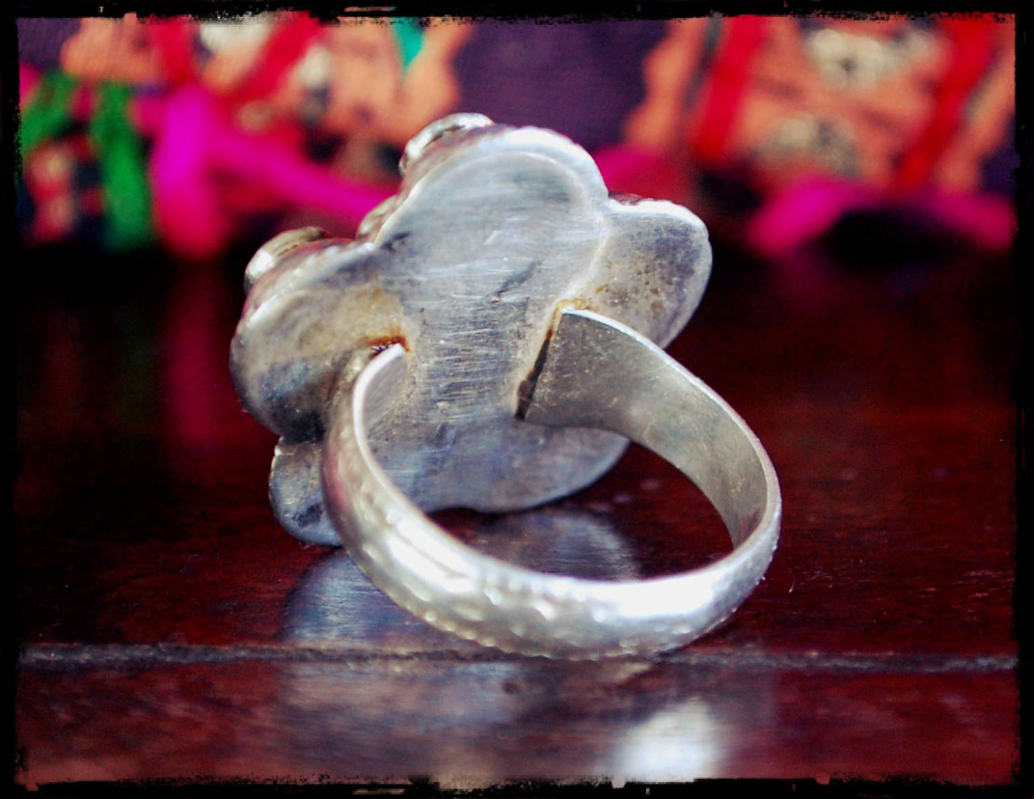 Reserved - Old Afghan Silver Coral Ring - Size 7.5 - Tribal Afghan Ring - Ethnic Tribal Silver Ring - Antique Afghan Silver Jewelry