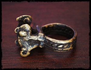 Old Lobi Chameleon Brass Ring - Size 6.5 - Double Chameleon Ring
