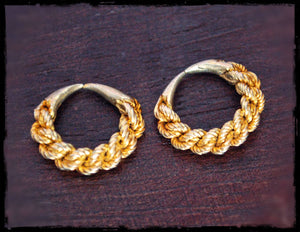 Tribal Fulani Hoop Earrings - Brass and Silver - Ethnic Tribal Hoop Earrings - Fulani Jewelry - Fulani Hoop Earrings