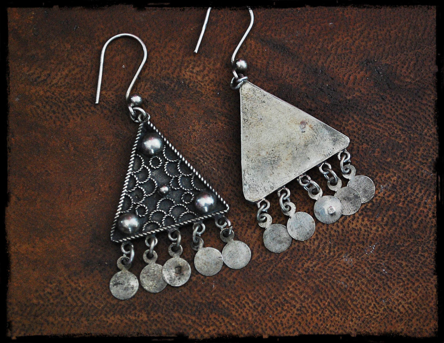 Vintage Gypsy Silver Dangle Earrings - Gypsy Silver Earrings - Ethnic Silver Dangle Earrings - Boho Dangle Earrings from Egypt
