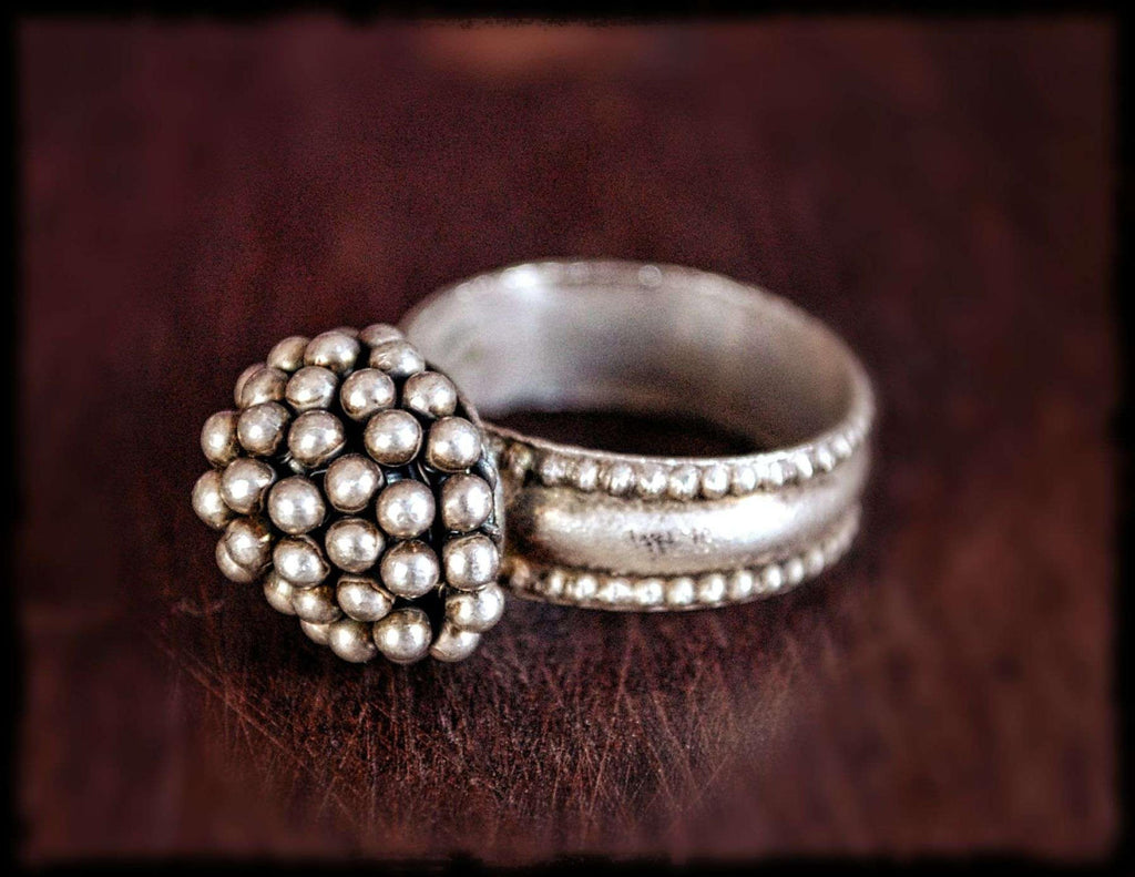 Tribal Rajasthan Silver Ring with Bells- Size 7 - Ethnic Tribal Indian Silver Ring - Rajasthani Silver Ring