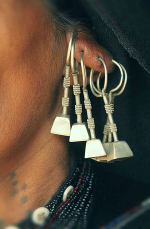 Rajasthan Silver Earrings - Gujarat Silver Earrings - Rabari Earrings - Tribal Rajasthan Silver Jewelry - Tribal Gypsy Earrings