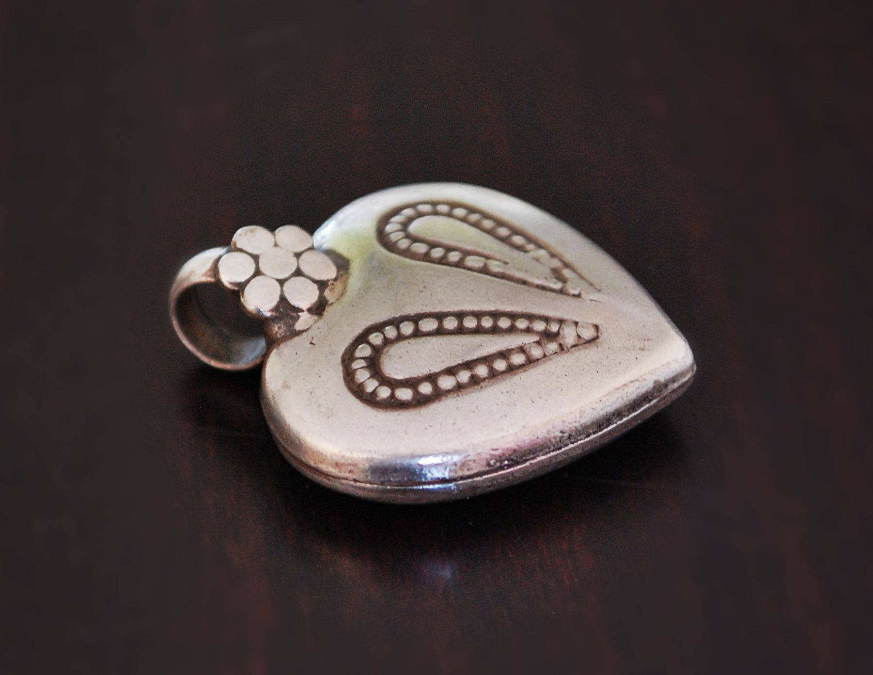 Old Rajasthan Silver Amulet - Tribal Indian Heart Pendant - Tribal Rajasthan Pendant - Tribal Heart Pendant - Gypsy Boho Silver Pendant