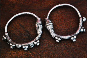 Antique Oman Bedouin Hoop Earrings - Tribal Hoop Earrings - Omani Silver Hoop Earrings - Yemen Hoop Earrings - Gauged Hoop Earrings