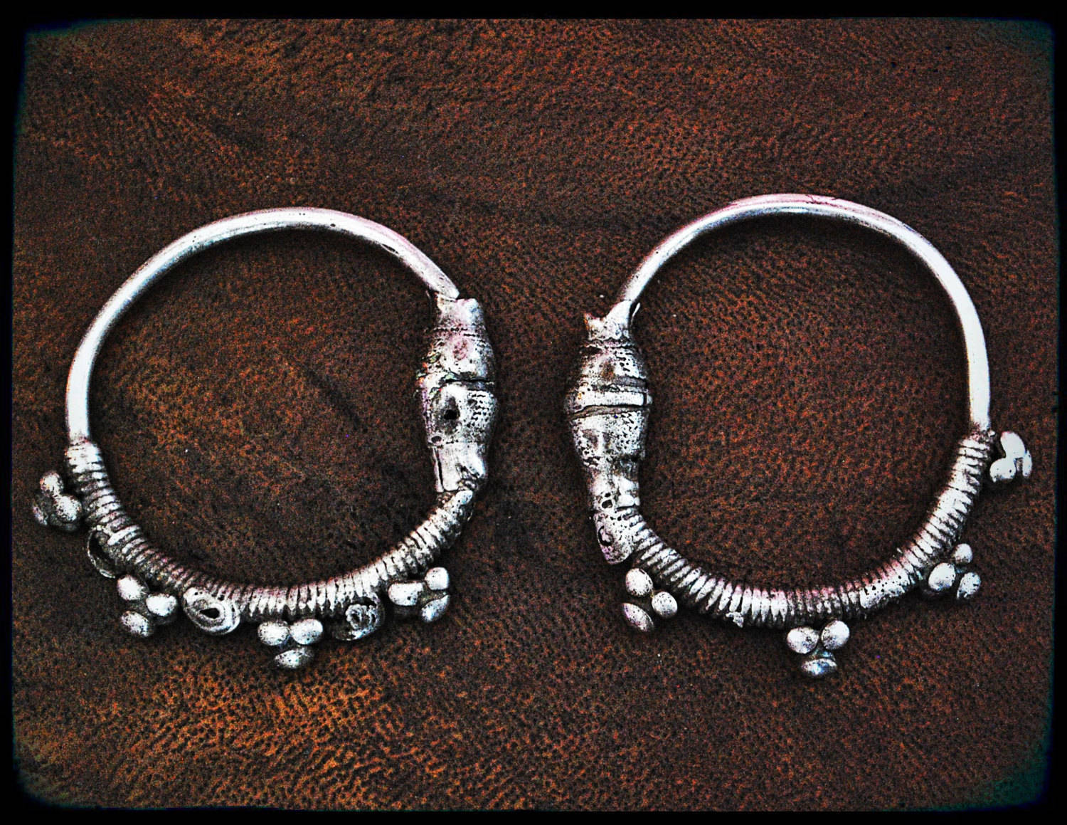 Antique Oman Bedouin Hoop Earrings - Tribal Hoop Earrings - Omani Silver Hoop Earrings - Yemen Hoop Earrings - Gauged Hoop Earrings