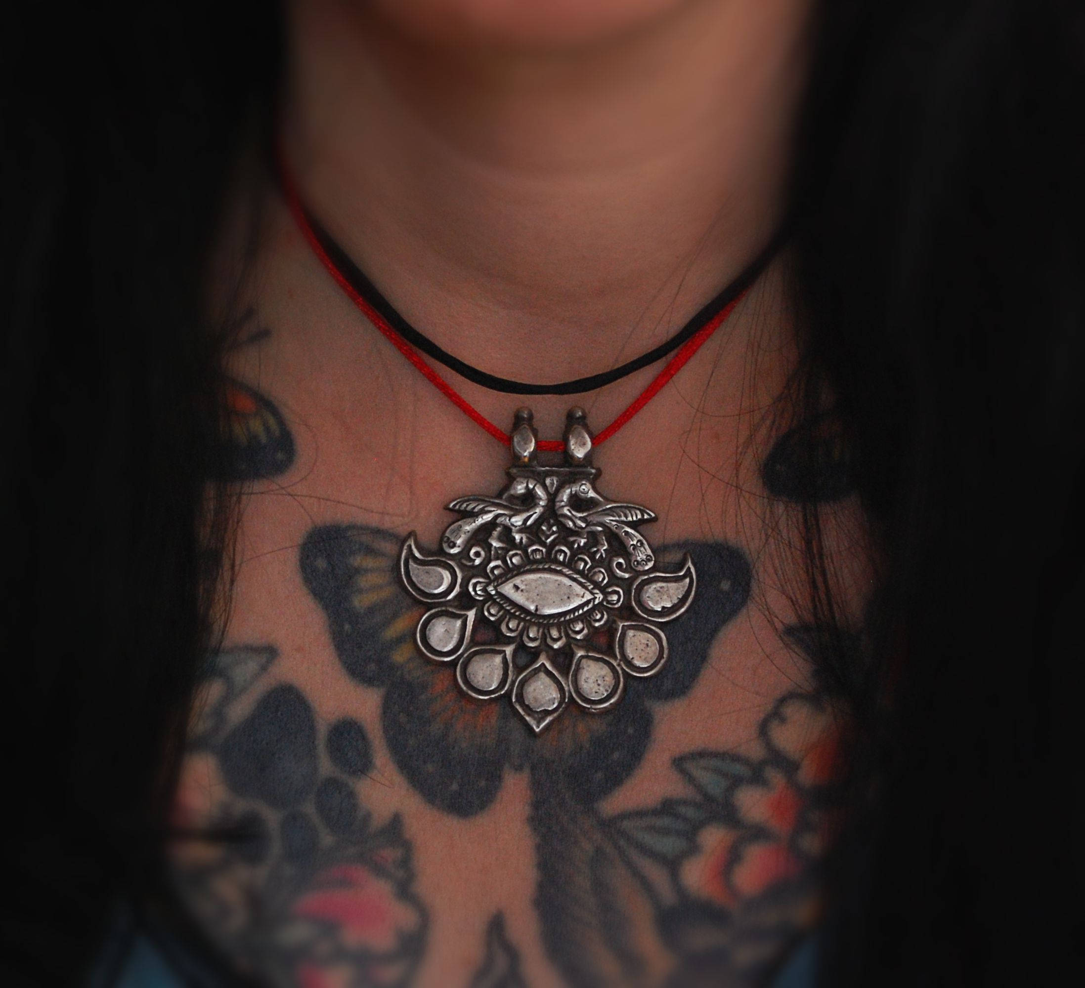 Antique Rajasthan Tribal Silver Pendant - Peacock Amulet