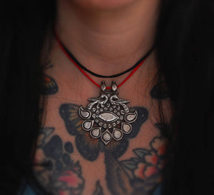 Antique Rajasthan Tribal Silver Pendant - Peacock Amulet