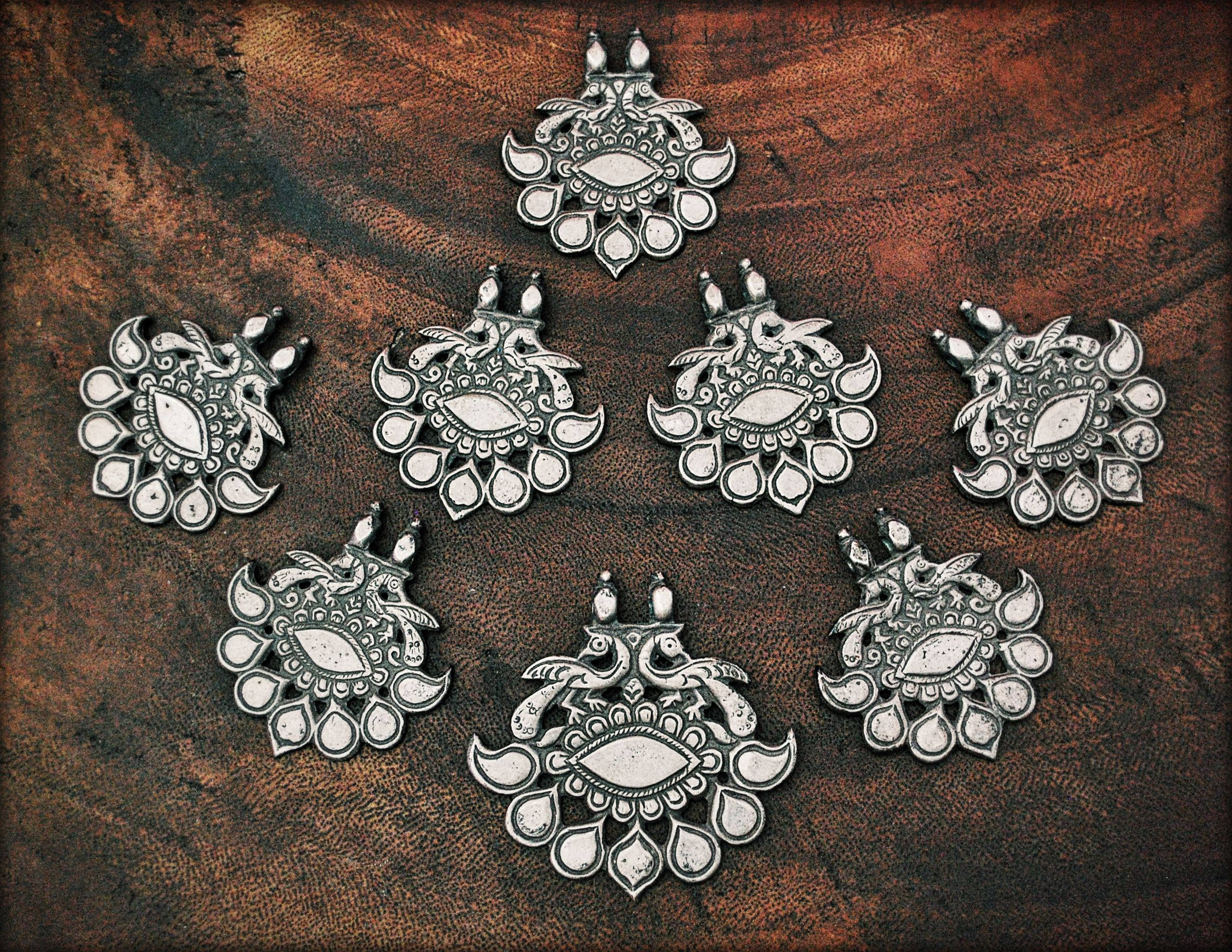 Antique Rajasthan Tribal Silver Pendant - Peacock Amulet