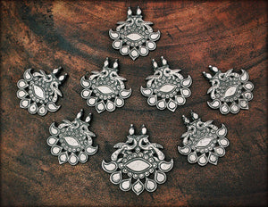 Antique Rajasthan Tribal Silver Pendant - Peacock Amulet