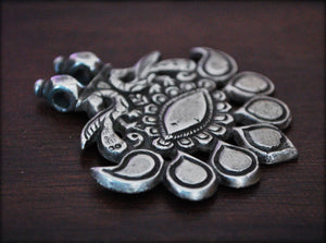 Antique Rajasthan Tribal Silver Pendant - Peacock Amulet