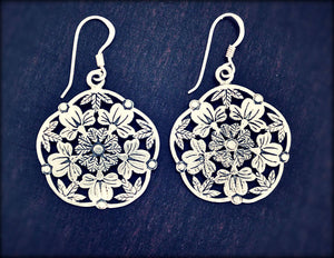 Gypsy Flower Silver Dangle Earrings