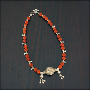 Rudraksha Antique Rajasthan Silver Beads Choker Necklace - Rudraksha Necklace - Rajasthan Silver Necklace