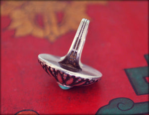 Rajasthani Silver Ring with Turquoise - Size 7 - Rajasthani Silver - Rajasthani Jewelry - Ethnic Tribal Indian Silver Ring