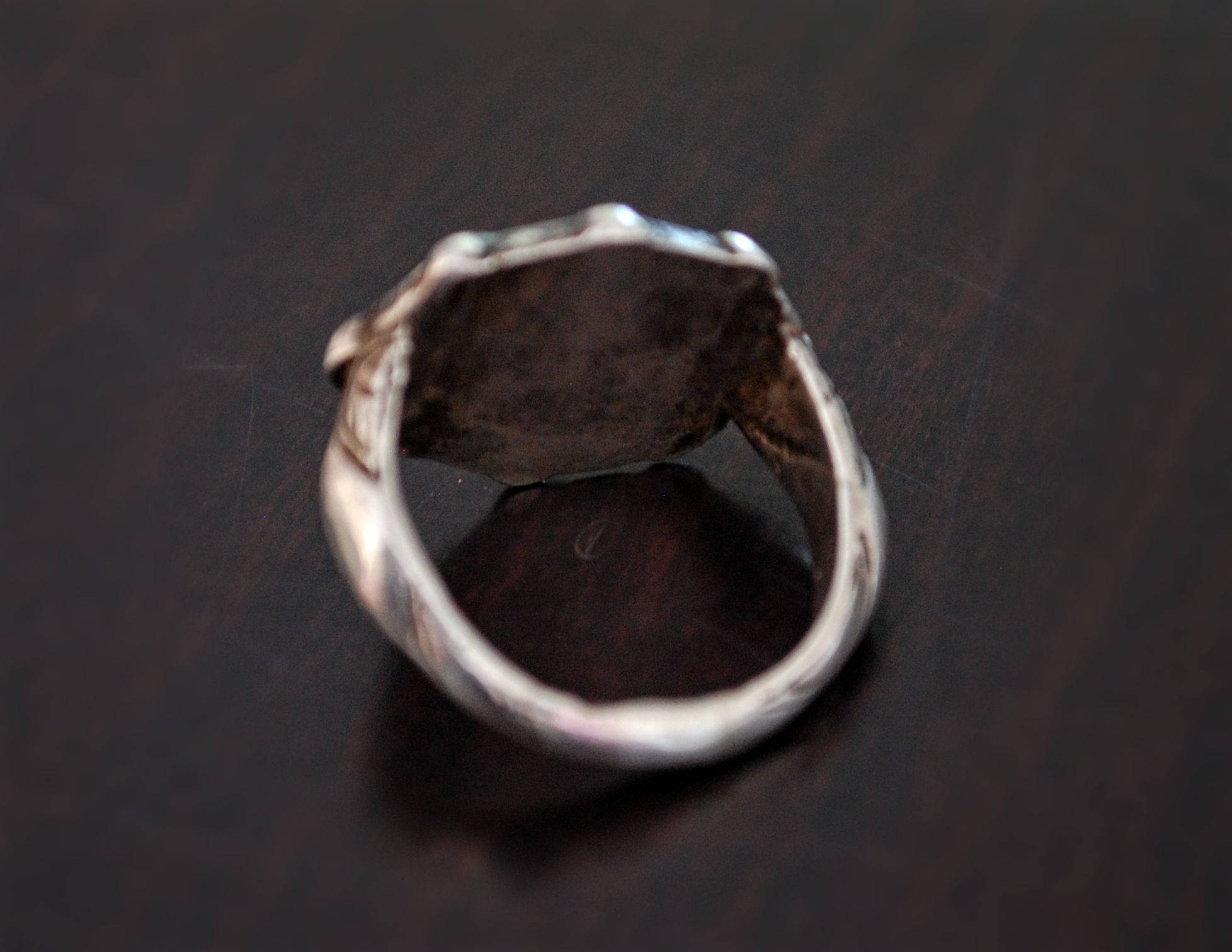 Old Turkmen Signet Ring with Deer - Size  10 - Islamic Silver Signet Ring - Ethnic Tribal Silver Ring