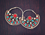 Huge Afghani Tribal Hoop Earrings - Tribal Hoop Earrings - Afghani Earrings - Ethnic Hoop Earrings