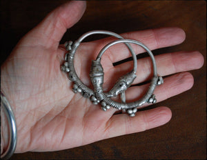 Antique Oman Bedouin Hoop Earrings - Tribal Hoop Earrings - Omani Silver Hoop Earrings - Yemen Hoop Earrings - Gauged Hoop Earrings