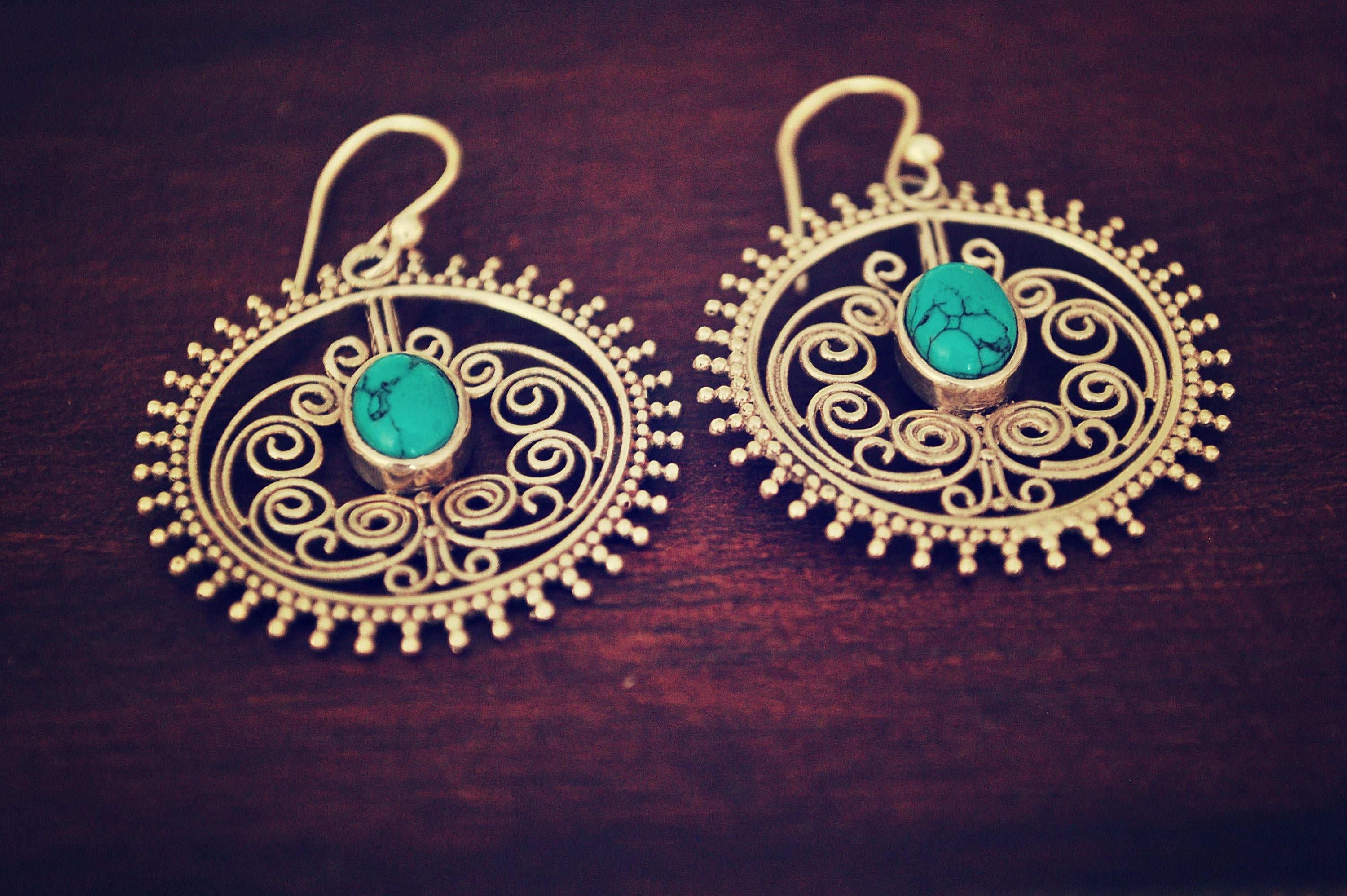 Ethnic Turquoise Earrings - Boho Turquoise Earrings