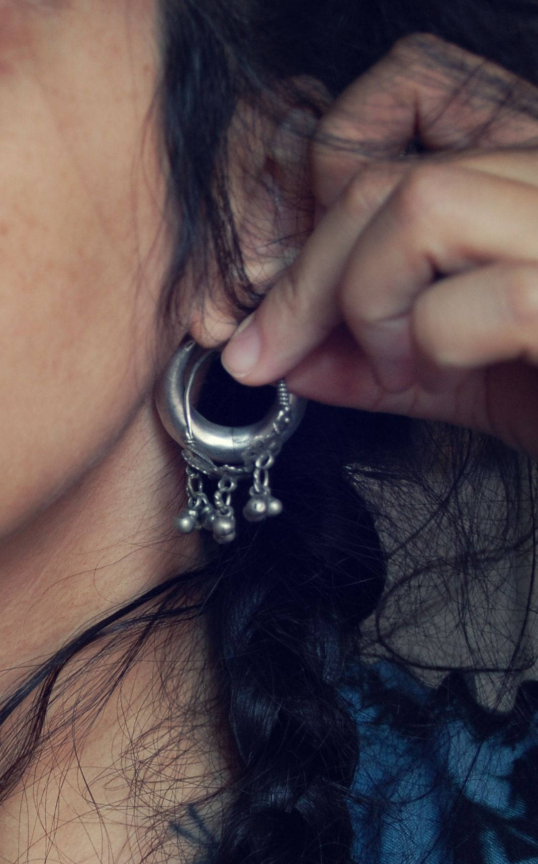 Rajasthani Hoop Earrings with Bells - Rajasthan Hoop Earrings - Rajasthani Jewelry - Tribal Hoop Earrings