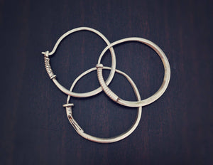 Three Antique Afghan Tribal Hoop Earrings - Kuchi Hoop Earrings - Tribal Hoop Earrings - Afghan Silver Earrings - Gypsy Hoop Earrings