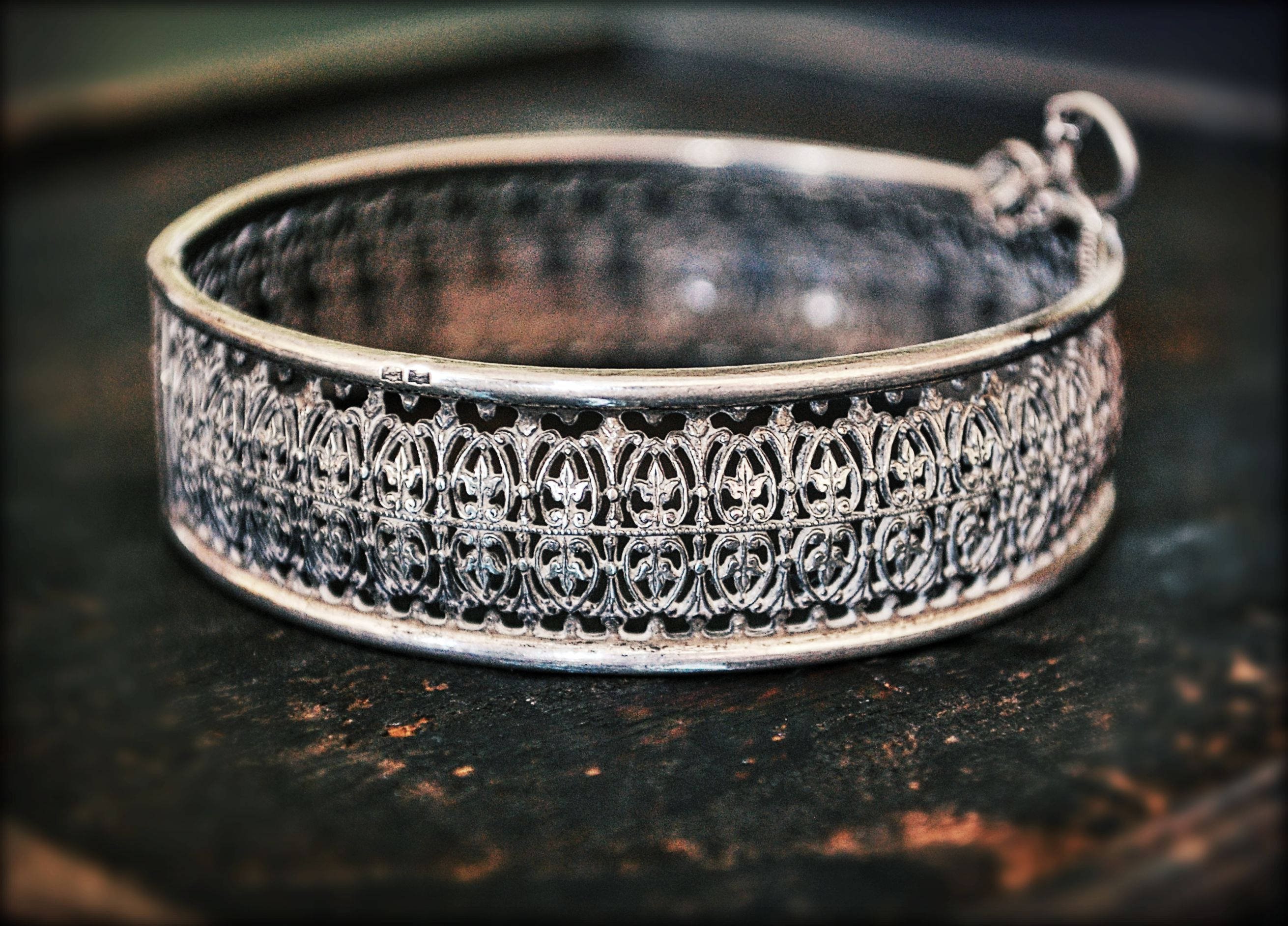 Ethnic Filigree Hinged Bangle Bracelet - Ethnic Silver Bracelet - Ethnic Hinged Cuff Bracelet