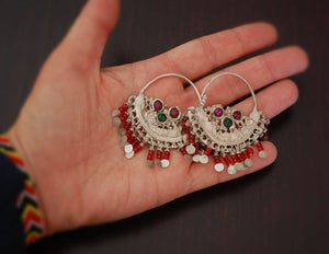 Antique Afghan Tribal Hoop Earrings - Tribal Hoop Earrings - Afghan Hoop Earrings - Ethnic Hoop Earrings