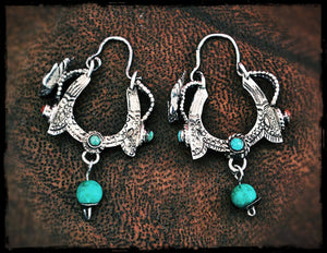 Tibetan Hoop Earrings with Turquoise