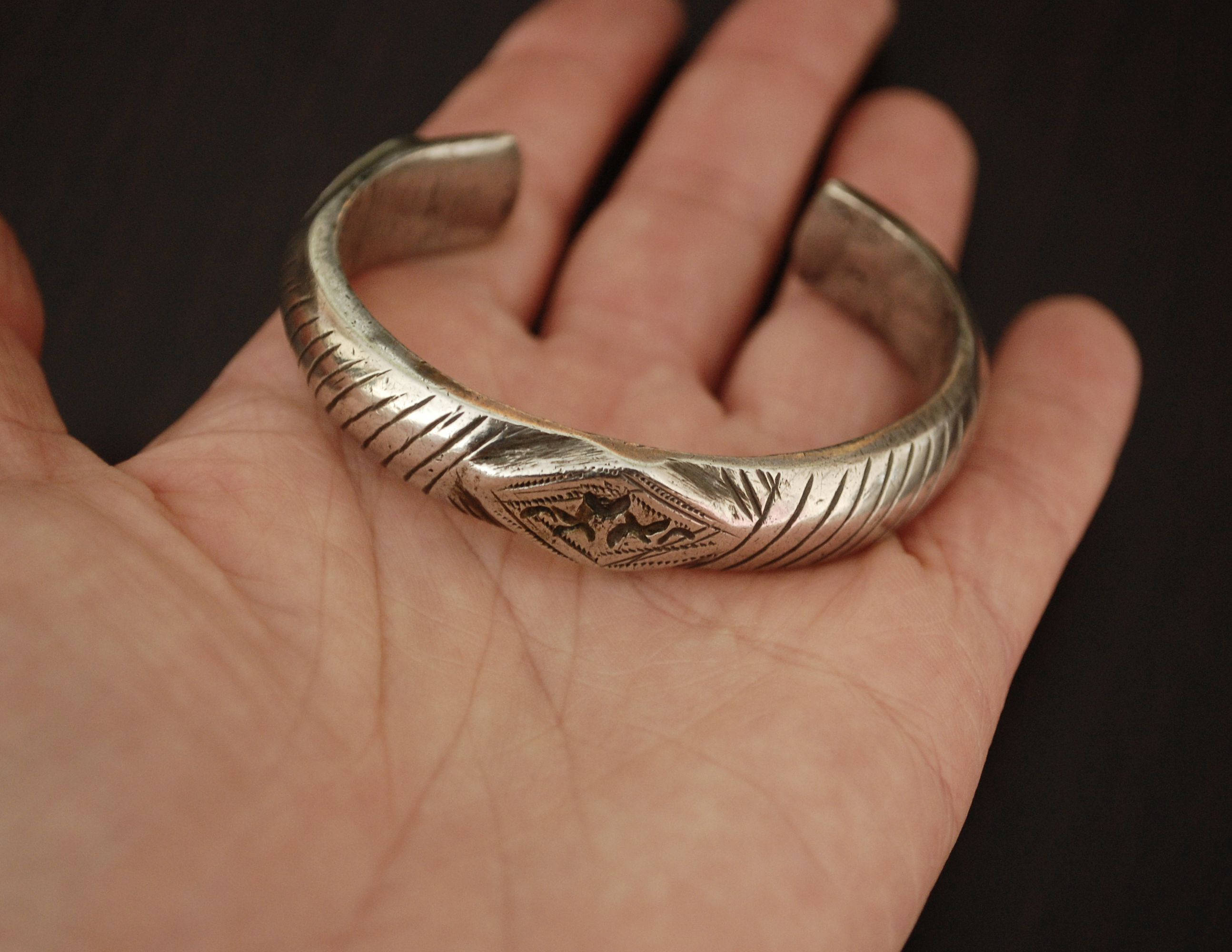 Tribal Cuff Bracelet from Afghanistan - Tribal Silver Cuff Bracelet