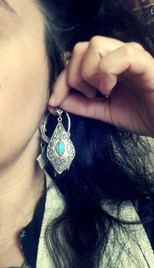 Ethnic Turquoise Earrings from Greece