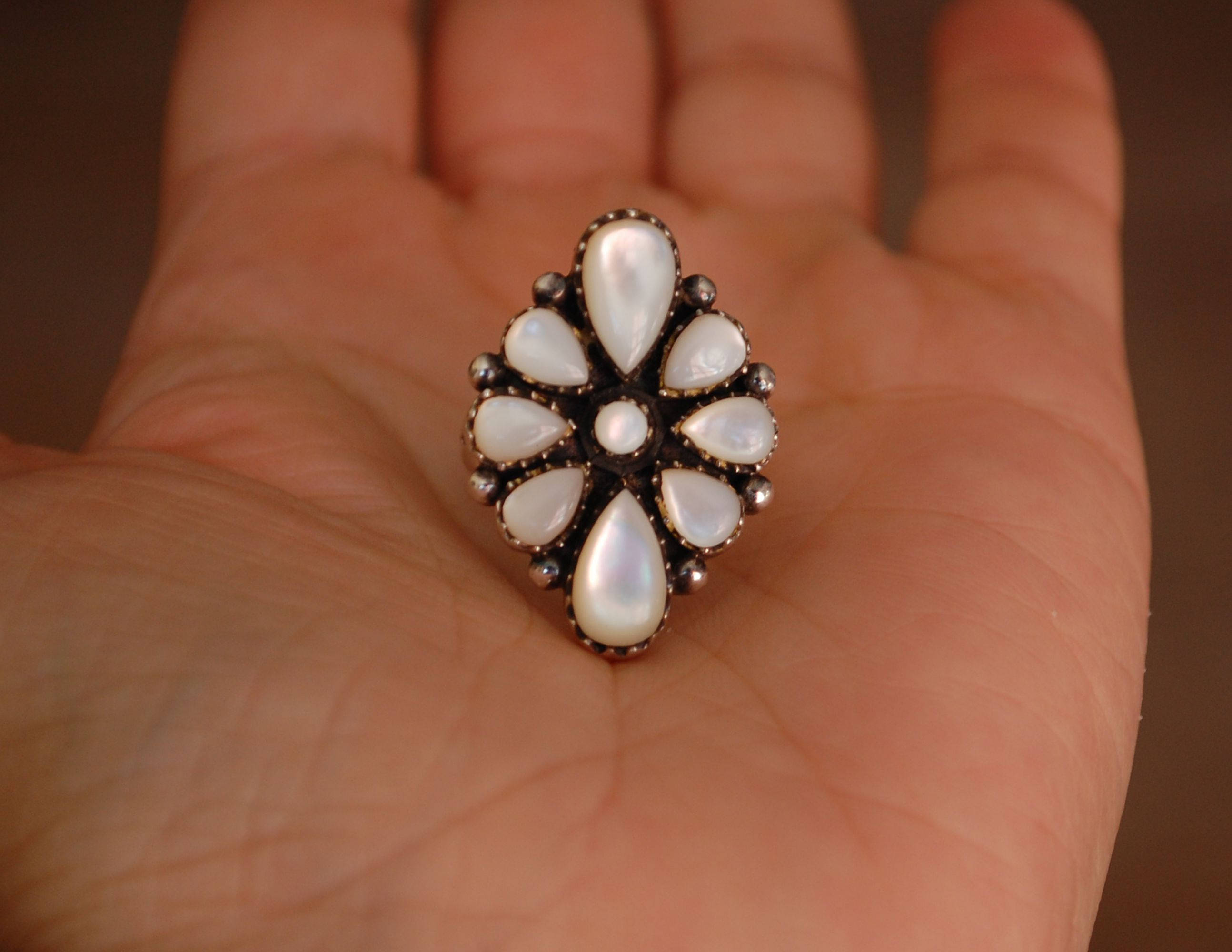 Native American Navajo Mother of Pearl Ring - Size 6