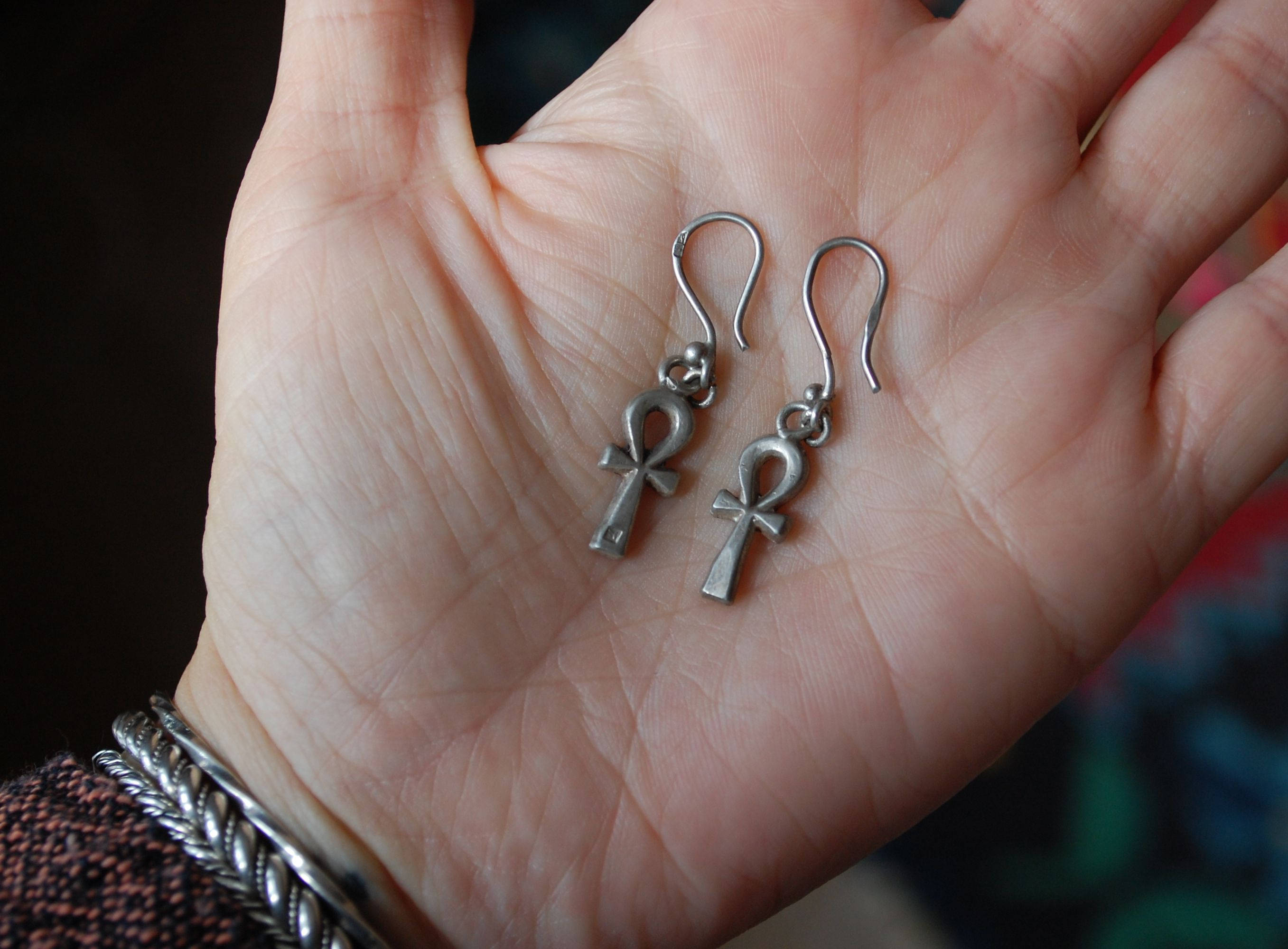 Egyptian Ankh Earrings - Ankh Dangle Earrings - Egypt Silver Earrings - Ankh Jewelry