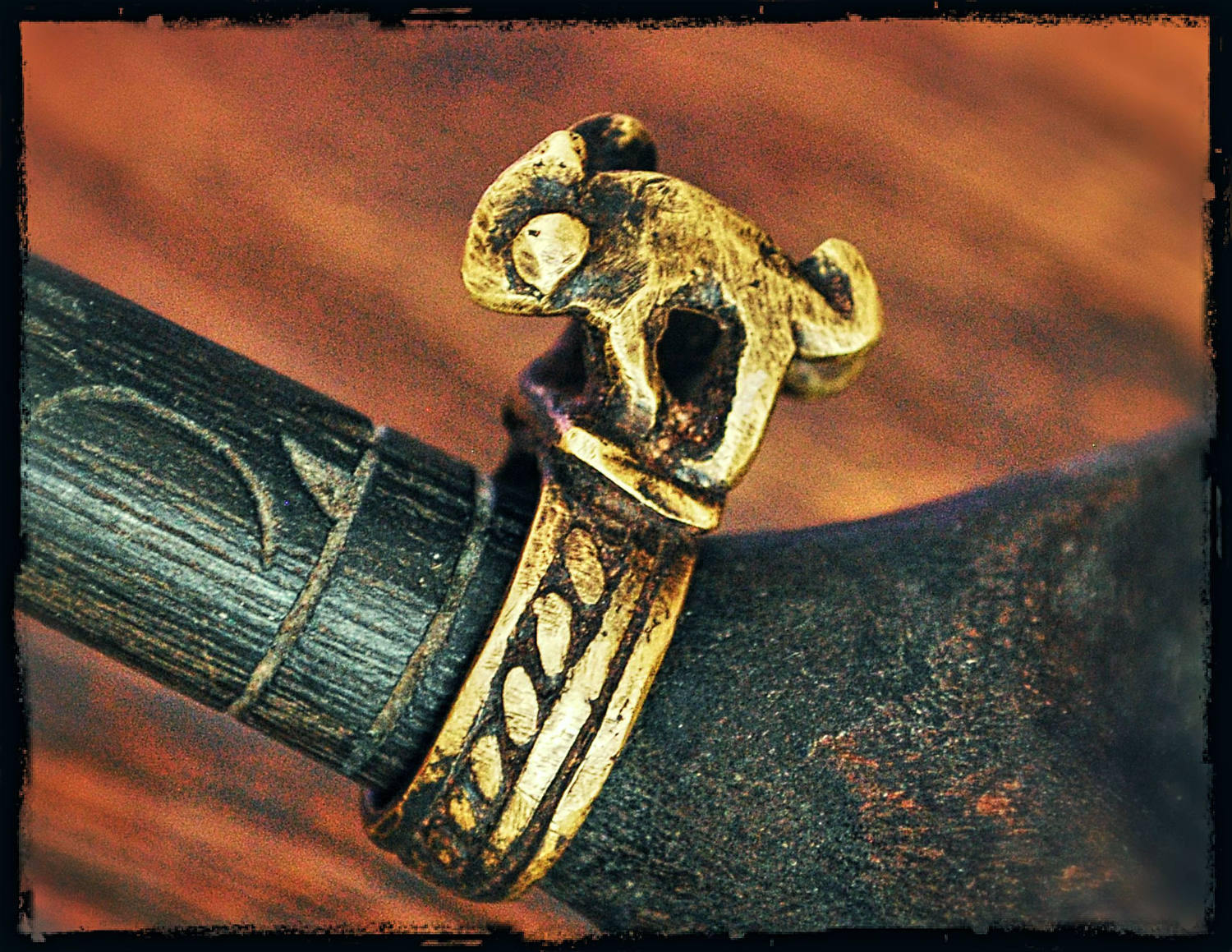 Old Lobi Chameleon Brass Ring - Size 6.5 - Double Chameleon Ring