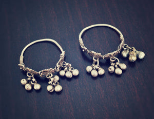 Rajasthani Hoop Earrings with Bells - Rajasthan Hoop Earrings - Rajasthani Jewelry - Tribal Hoop Earrings