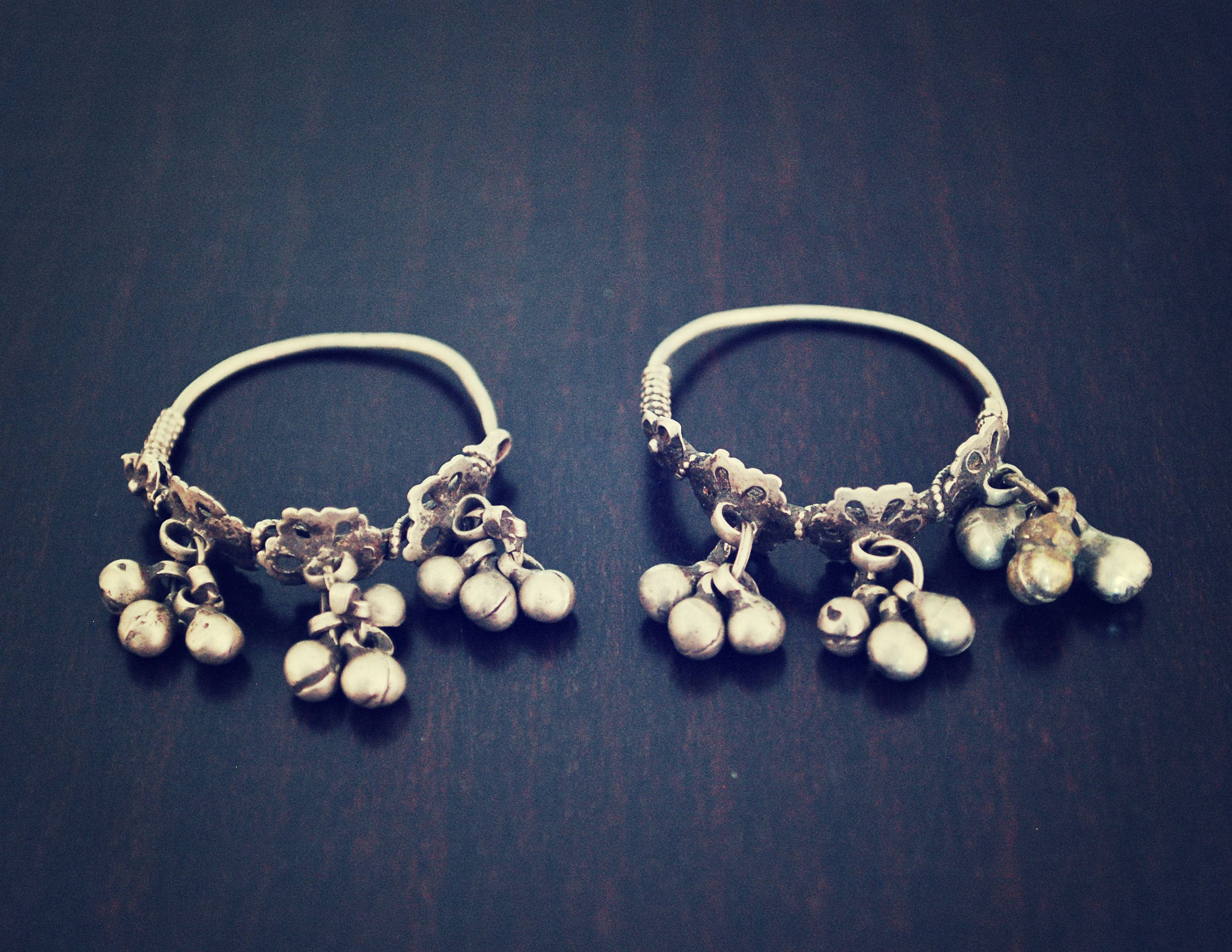 Rajasthani Hoop Earrings with Bells - Rajasthan Hoop Earrings - Rajasthani Jewelry - Tribal Hoop Earrings