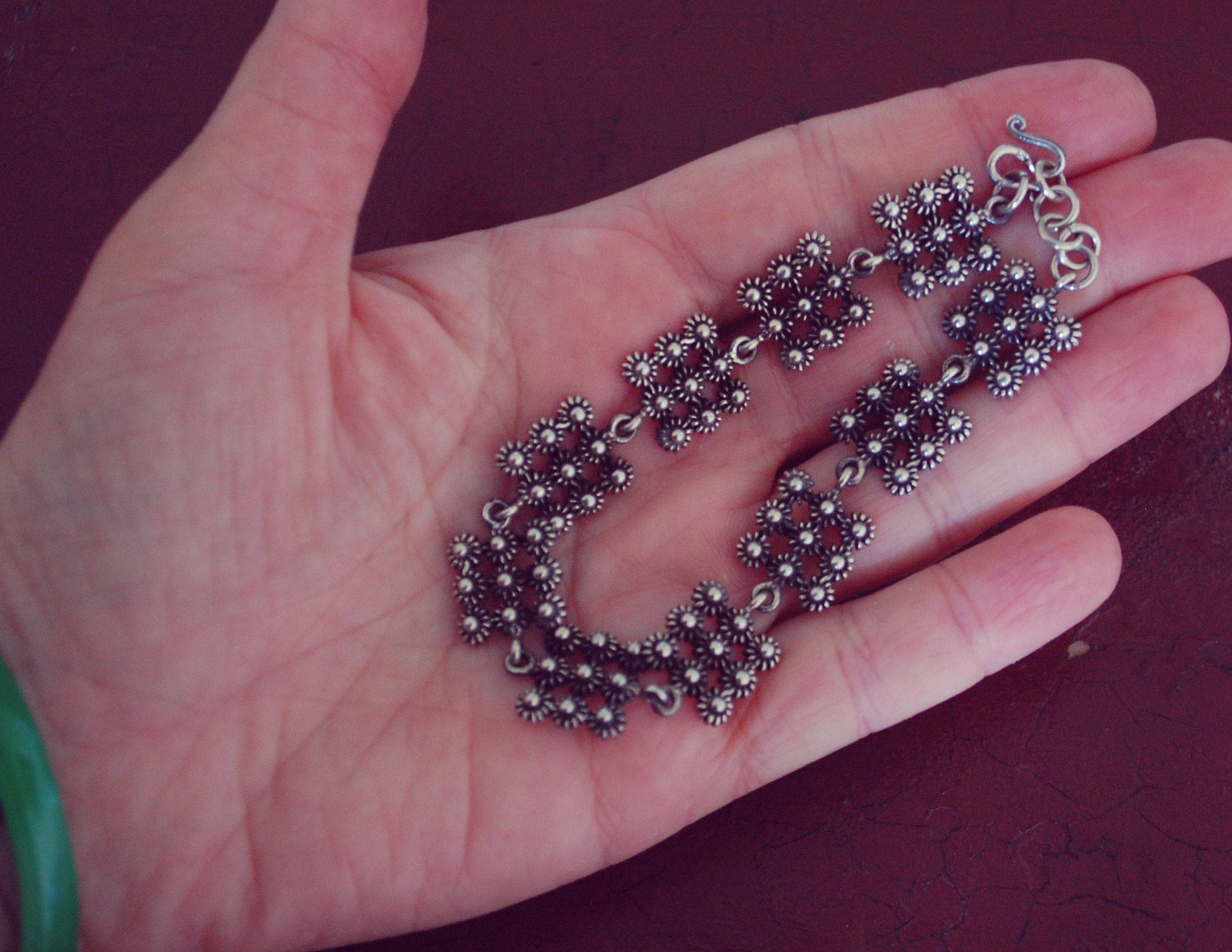Ethnic Silver Link Bracelet - Indian Ethnic Silver Bracelet