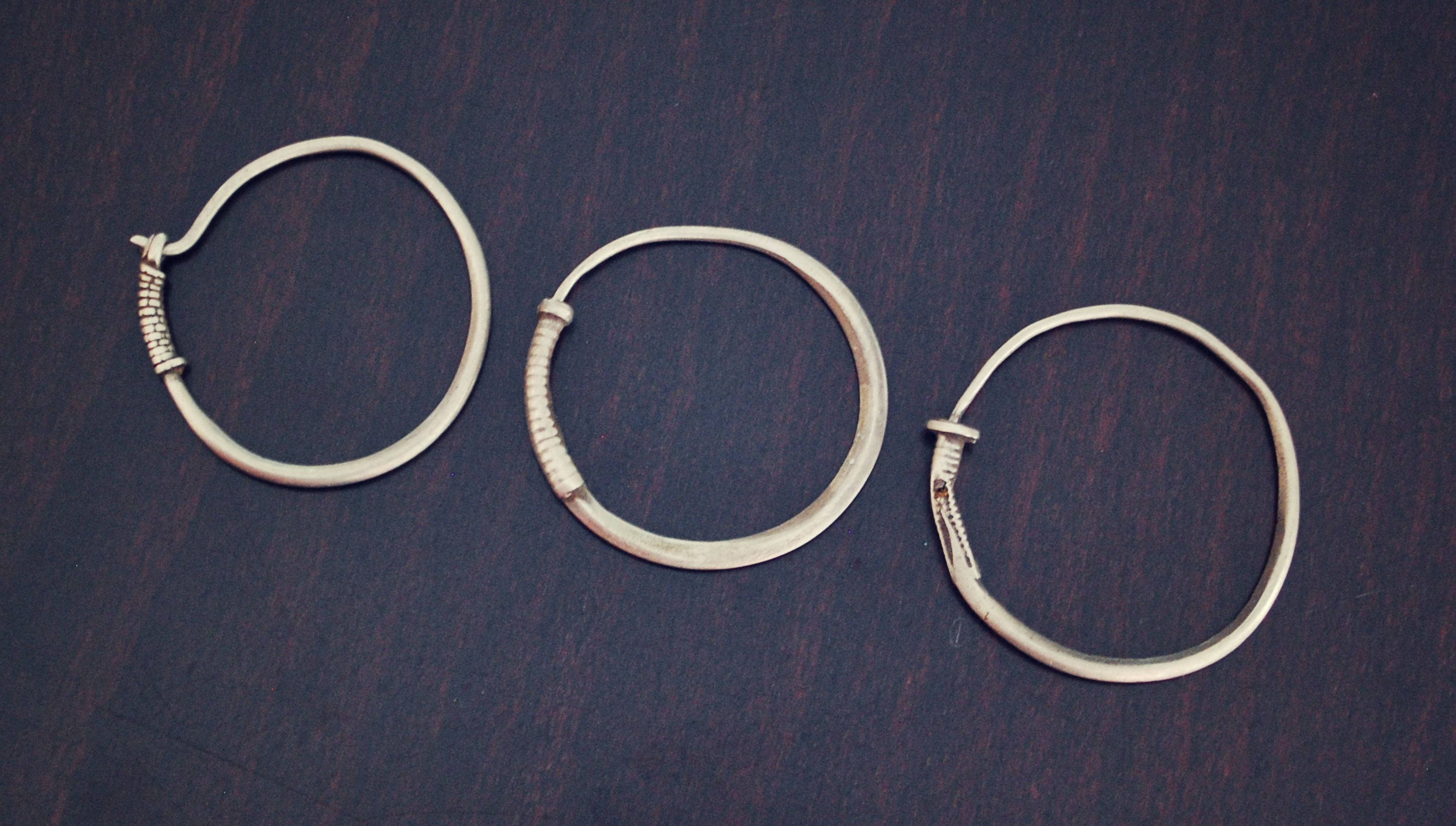 Three Antique Afghan Tribal Hoop Earrings - Kuchi Hoop Earrings - Tribal Hoop Earrings - Afghan Silver Earrings - Gypsy Hoop Earrings